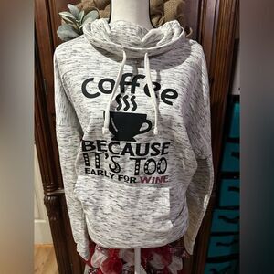 J America Light Gray Coffee Print Women's Turtleneck Sweater